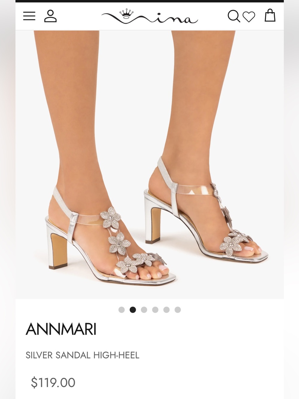 Nina Shoes Silver Floral Embellished High-Heel Sandal